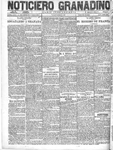 'Noticiero Granadino' - Año XX Número 6508  - 1923 Agosto 17