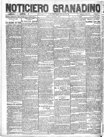 'Noticiero Granadino' - Año XX Número 6523  - 1923 Septiembre 04