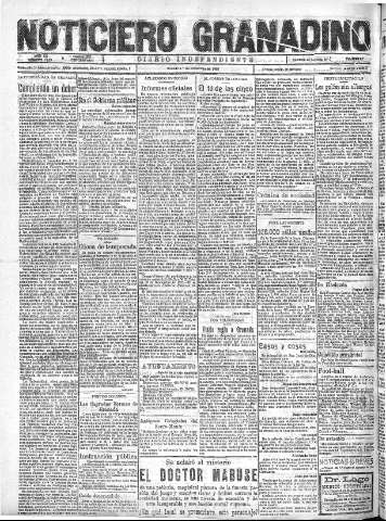 'Noticiero Granadino' - Año XX Número 6589  - 1923 Diciembre 01