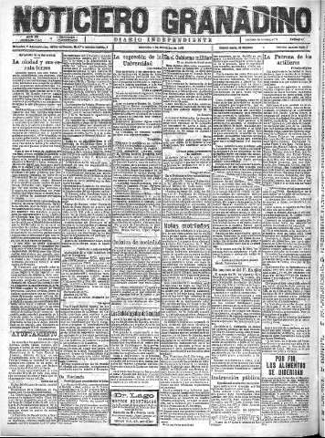'Noticiero Granadino' - Año XX Número 6592  - 1923 Diciembre 05
