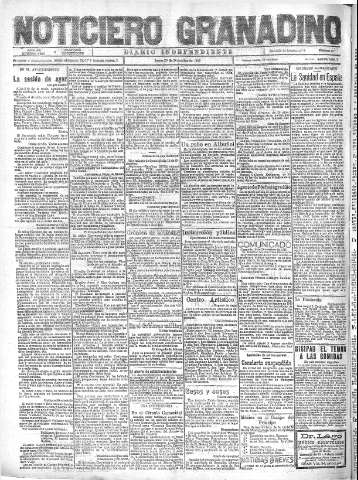 'Noticiero Granadino' - Año XX Número 6605  - 1923 Diciembre 20