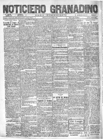 'Noticiero Granadino' - Año XX Número 6609  - 1923 Diciembre 26