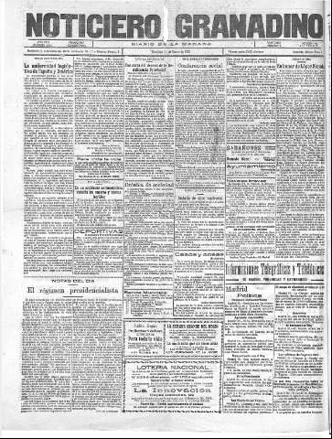 'Noticiero Granadino' - Año XXII Número 6931  - 1925 Enero 11