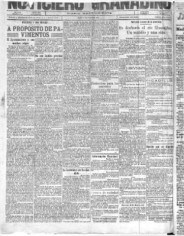 'Noticiero Granadino' - Año XXII Número 7206  - 1925 Diciembre 01