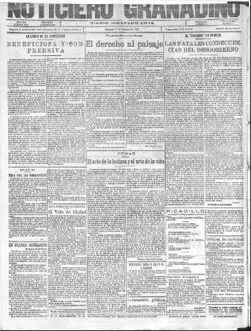 'Noticiero Granadino' - Año XXII Número 7227  - 1925 Diciembre 26