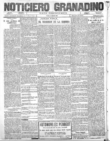 'Noticiero Granadino' - Año XXIII Número 7315  - 1926 Abril 09