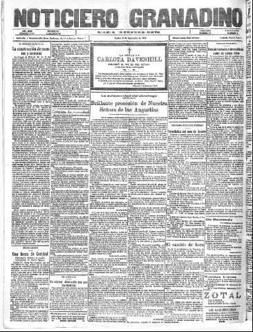 'Noticiero Granadino' - Año XXIV Número 7769  - 1927 Septiembre 27