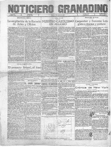 'Noticiero Granadino' - Año XXVII Número 8660  - 1930 Agosto 06