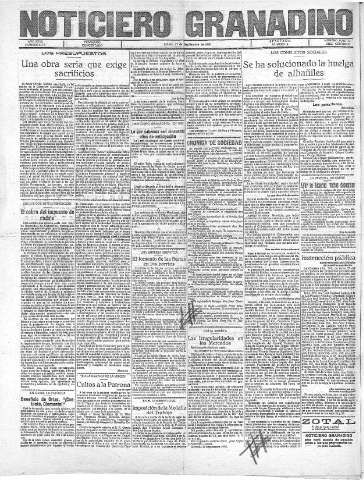 'Noticiero Granadino' - Año XXVII Número 8705  - 1930 Septiembre 27