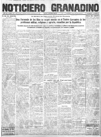 'Noticiero Granadino' - Año XXX Número 9415  - 1933 Enero 20