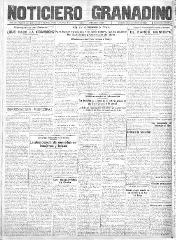 'Noticiero Granadino' - Año XXX Número 9435  - 1933 Febrero 12