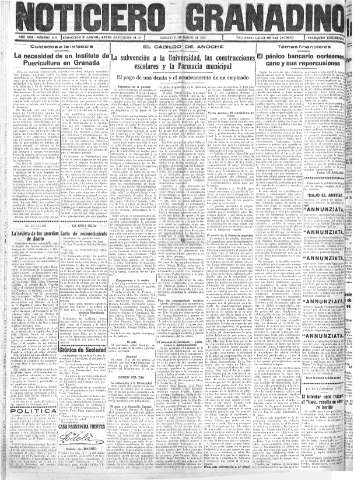 'Noticiero Granadino' - Año XXX Número 9458  - 1933 Marzo 11
