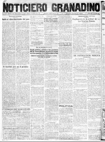 'Noticiero Granadino' - Año XXXIII Número 10338  - 1936 Enero 29