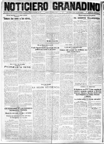 'Noticiero Granadino' - Año XXXIII Número 10399  - 1936 Abril 10