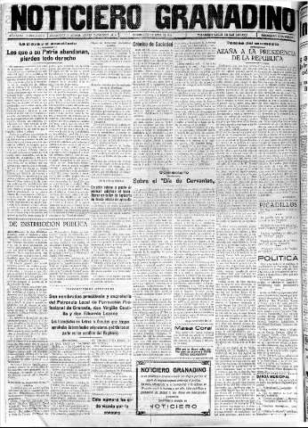 'Noticiero Granadino' - Año XXXIII Número 10411  - 1936 Abril 26