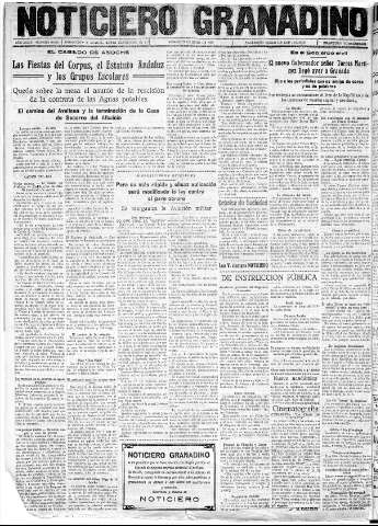 'Noticiero Granadino' - Año XXXIII Número 10462  - 1936 Junio 27