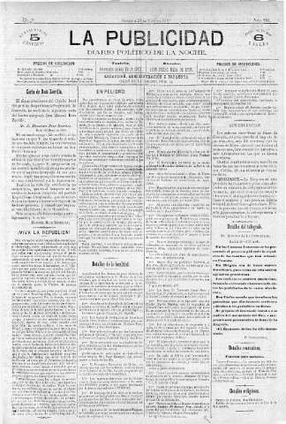 'La publicidad  : diario de avisos noticias y telegramas. Eco fiel de la opinión y verdadero defensor de los intereses morales y materiales de Granada y su provincia' - Año IV Número 218  - 1886 Mayo 28