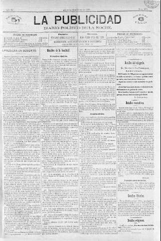 'La publicidad  : diario de avisos noticias y telegramas. Eco fiel de la opinión y verdadero defensor de los intereses morales y materiales de Granada y su provincia' - Año IV Número 223  - 1886 Junio 02