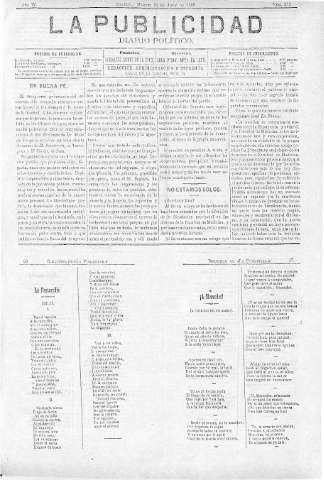 'La publicidad  : diario de avisos noticias y telegramas. Eco fiel de la opinión y verdadero defensor de los intereses morales y materiales de Granada y su provincia' - Año IV Número 232  - 1886 Junio 15