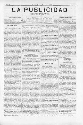 'La publicidad  : diario de avisos noticias y telegramas. Eco fiel de la opinión y verdadero defensor de los intereses morales y materiales de Granada y su provincia' - Año IV Número 242  - 1886 Junio 27