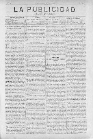 'La publicidad  : diario de avisos noticias y telegramas. Eco fiel de la opinión y verdadero defensor de los intereses morales y materiales de Granada y su provincia' - Año IV Número 250  - 1886 Julio 08