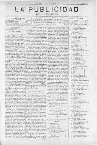 'La publicidad  : diario de avisos noticias y telegramas. Eco fiel de la opinión y verdadero defensor de los intereses morales y materiales de Granada y su provincia' - Año IV Número 251  - 1886 Julio 09