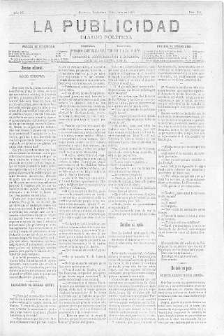 'La publicidad  : diario de avisos noticias y telegramas. Eco fiel de la opinión y verdadero defensor de los intereses morales y materiales de Granada y su provincia' - Año IV Número 254  - 1886 Julio 14