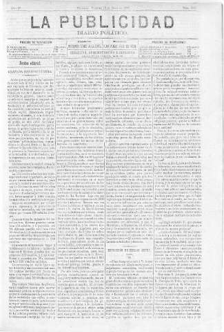 'La publicidad  : diario de avisos noticias y telegramas. Eco fiel de la opinión y verdadero defensor de los intereses morales y materiales de Granada y su provincia' - Año IV Número 256  - 1886 Julio 16