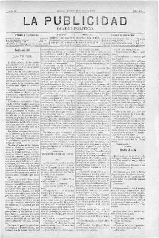'La publicidad  : diario de avisos noticias y telegramas. Eco fiel de la opinión y verdadero defensor de los intereses morales y materiales de Granada y su provincia' - Año IV Número 258  - 1886 Julio 18