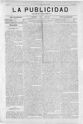 'La publicidad  : diario de avisos noticias y telegramas. Eco fiel de la opinión y verdadero defensor de los intereses morales y materiales de Granada y su provincia' - Año IV Número 269  - 1886 Julio 31