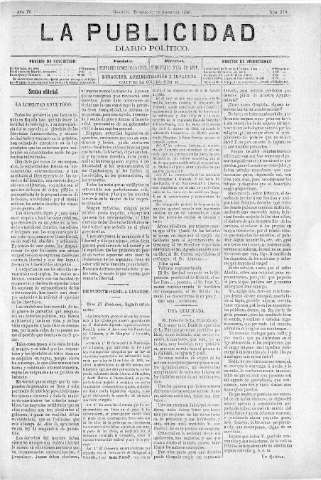 'La publicidad  : diario de avisos noticias y telegramas. Eco fiel de la opinión y verdadero defensor de los intereses morales y materiales de Granada y su provincia' - Año IV Número 270  - 1886 Agosto 01