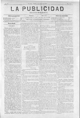 'La publicidad  : diario de avisos noticias y telegramas. Eco fiel de la opinión y verdadero defensor de los intereses morales y materiales de Granada y su provincia' - Año IV Número 274  - 1886 Agosto 06