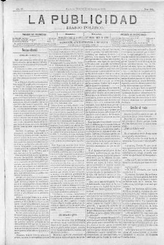 'La publicidad  : diario de avisos noticias y telegramas. Eco fiel de la opinión y verdadero defensor de los intereses morales y materiales de Granada y su provincia' - Año IV Número 282  - 1886 Agosto 15