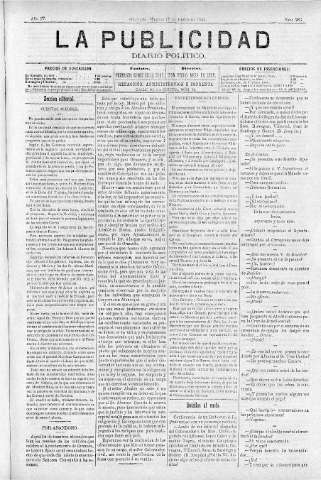 'La publicidad  : diario de avisos noticias y telegramas. Eco fiel de la opinión y verdadero defensor de los intereses morales y materiales de Granada y su provincia' - Año IV Número 283  - 1886 Agosto 17
