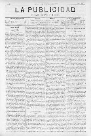 'La publicidad  : diario de avisos noticias y telegramas. Eco fiel de la opinión y verdadero defensor de los intereses morales y materiales de Granada y su provincia' - Año IV Número 304  - 1886 Septiembre 11