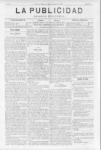 'La publicidad  : diario de avisos noticias y telegramas. Eco fiel de la opinión y verdadero defensor de los intereses morales y materiales de Granada y su provincia' - Año IV Número 313  - 1886 Septiembre 22
