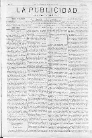 'La publicidad  : diario de avisos noticias y telegramas. Eco fiel de la opinión y verdadero defensor de los intereses morales y materiales de Granada y su provincia' - Año IV Número 329  - 1886 Octubre 10