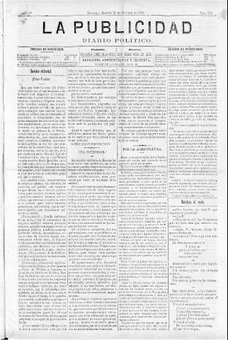 'La publicidad  : diario de avisos noticias y telegramas. Eco fiel de la opinión y verdadero defensor de los intereses morales y materiales de Granada y su provincia' - Año IV Número 330  - 1886 Octubre 12