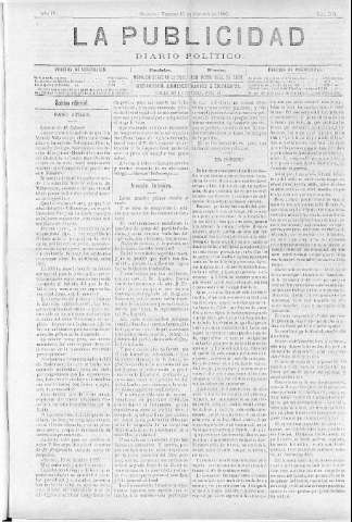 'La publicidad  : diario de avisos noticias y telegramas. Eco fiel de la opinión y verdadero defensor de los intereses morales y materiales de Granada y su provincia' - Año IV Número 333  - 1886 Octubre 15