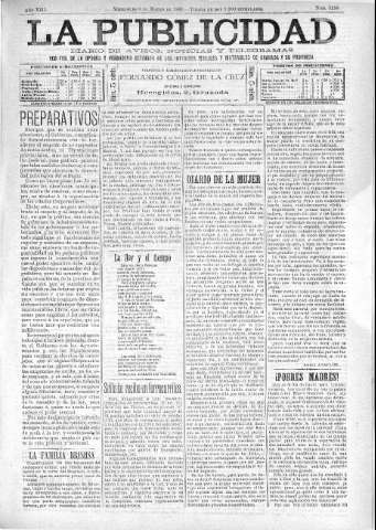 'La publicidad  : diario de avisos noticias y telegramas. Eco fiel de la opinión y verdadero defensor de los intereses morales y materiales de Granada y su provincia' - Año XIII Número 3198  - 1895 Marzo 06