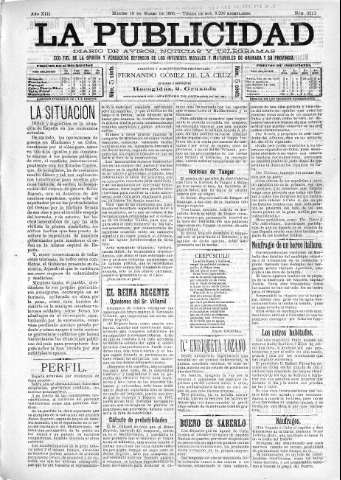 'La publicidad  : diario de avisos noticias y telegramas. Eco fiel de la opinión y verdadero defensor de los intereses morales y materiales de Granada y su provincia' - Año XIII Número 3212  - 1895 Marzo 19
