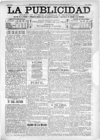 'La publicidad  : diario de avisos noticias y telegramas. Eco fiel de la opinión y verdadero defensor de los intereses morales y materiales de Granada y su provincia' - Año XIII Número 3220  - 1895 Marzo 27