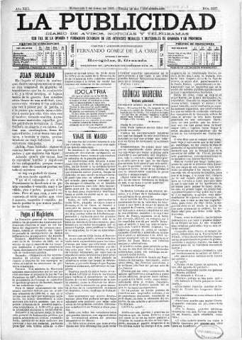 'La publicidad  : diario de avisos noticias y telegramas. Eco fiel de la opinión y verdadero defensor de los intereses morales y materiales de Granada y su provincia' - Año XIII Número 3227  - 1895 Abril 03