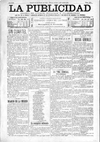 'La publicidad  : diario de avisos noticias y telegramas. Eco fiel de la opinión y verdadero defensor de los intereses morales y materiales de Granada y su provincia' - Año XIII Número 3251  - 1895 Abril 28