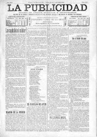 'La publicidad  : diario de avisos noticias y telegramas. Eco fiel de la opinión y verdadero defensor de los intereses morales y materiales de Granada y su provincia' - Año XIII Número 3257  - 1895 Mayo 04