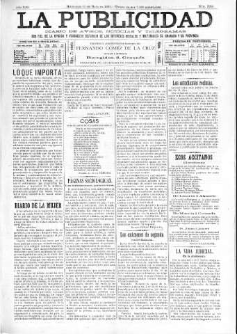 'La publicidad  : diario de avisos noticias y telegramas. Eco fiel de la opinión y verdadero defensor de los intereses morales y materiales de Granada y su provincia' - Año XIII Número 3268  - 1895 Mayo 15