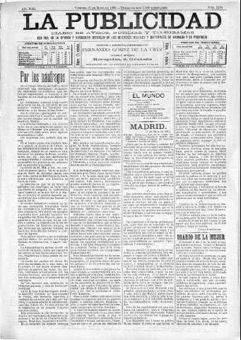 'La publicidad  : diario de avisos noticias y telegramas. Eco fiel de la opinión y verdadero defensor de los intereses morales y materiales de Granada y su provincia' - Año XIII Número 3270  - 1895 Mayo 17