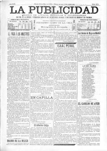 'La publicidad  : diario de avisos noticias y telegramas. Eco fiel de la opinión y verdadero defensor de los intereses morales y materiales de Granada y su provincia' - Año XIII Número 3278  - 1895 Mayo 25