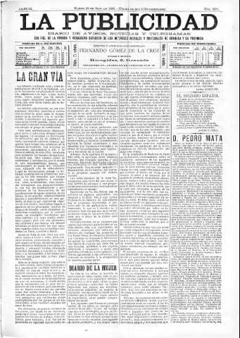 'La publicidad  : diario de avisos noticias y telegramas. Eco fiel de la opinión y verdadero defensor de los intereses morales y materiales de Granada y su provincia' - Año XIII Número 3281  - 1895 Mayo 28