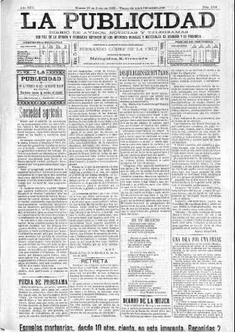 'La publicidad  : diario de avisos noticias y telegramas. Eco fiel de la opinión y verdadero defensor de los intereses morales y materiales de Granada y su provincia' - Año XIII Número 3308  - 1895 Junio 25